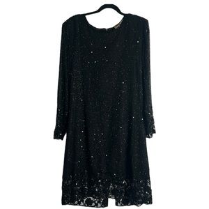 Maison Magique black beaded sequins dress L lwhimsigoth dark romantic  old money